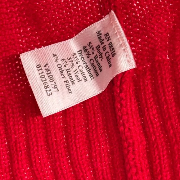 Coldwater Creek size 1X Red Embroidered Bird Cardigan Sweater zip Cotton - Picture 3 of 9